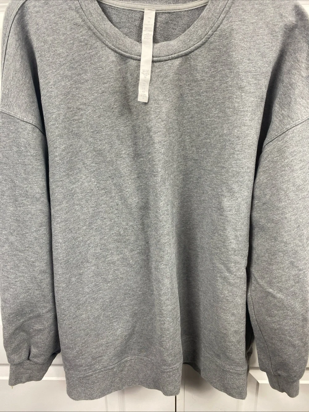 Lululemon Perfectly Oversized Crew Neck Sweatshirt Blue Linen Cotton Terry Sz 10